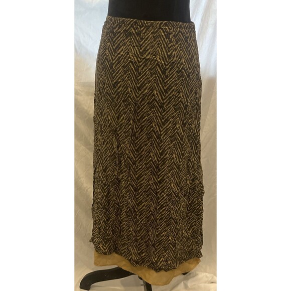 SK19261-VALERIE STEVENS Women 100% Silk Maxi Flare Skirt Multicolor Geo Lined 4 - Picture 1 of 7